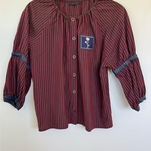 Stiped Silk Boxy Blouse